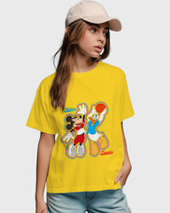 Womens Relaxed Fit TShirt Cartoon Micky & Donald