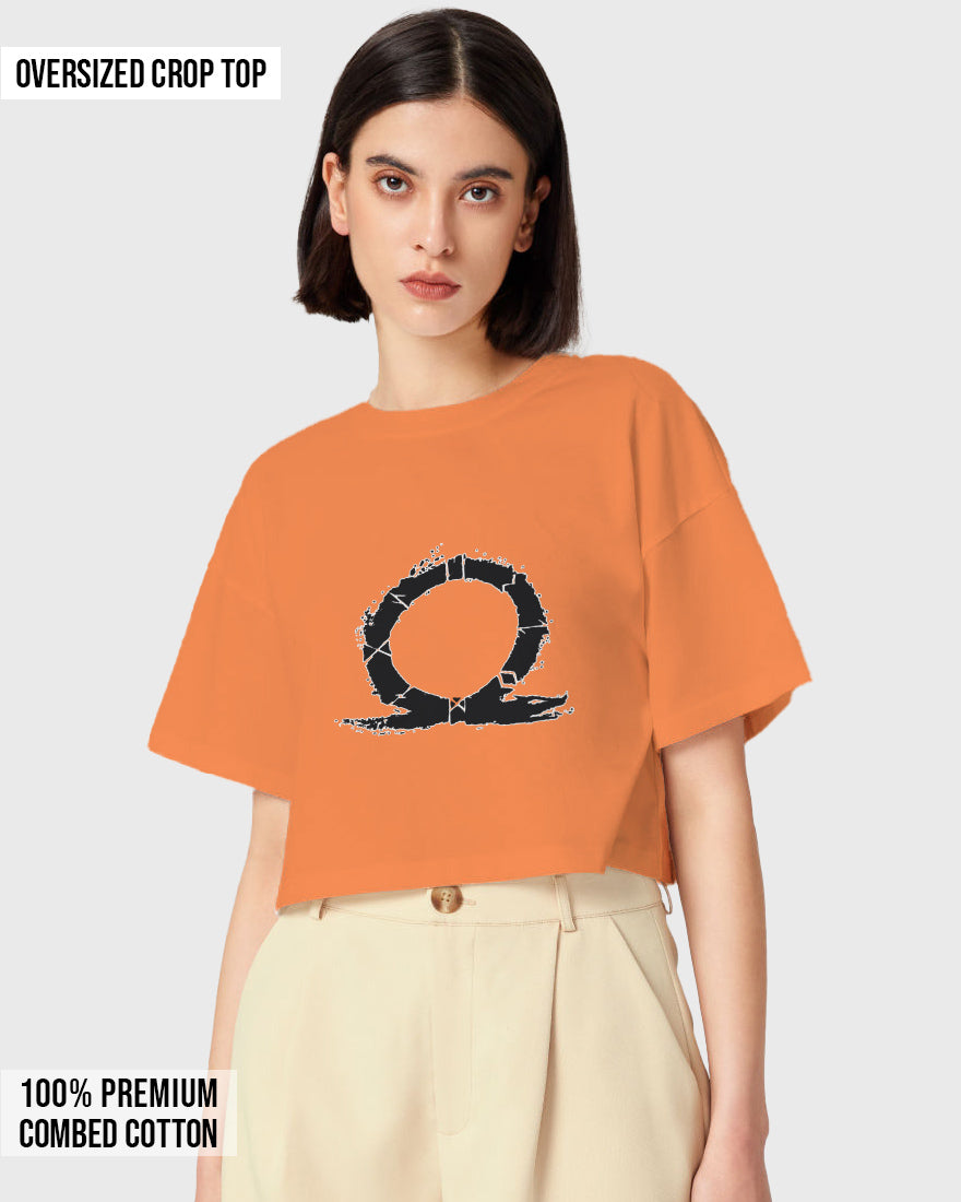 Womens Oversized Cropped TShirt Gaming God Of War Logo