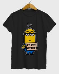 Womens Relaxed Fit TShirt Cartoon Minion Im Stupid