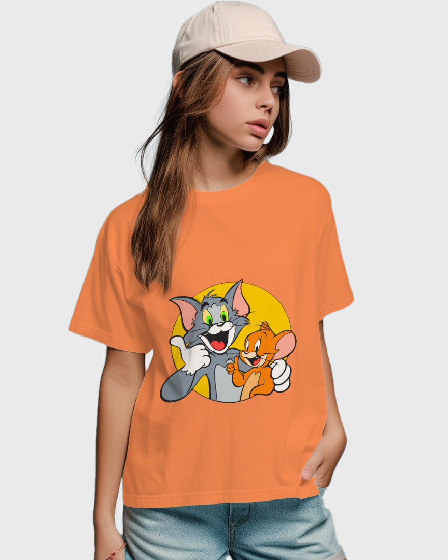 Womens Relaxed Fit TShirt Cartoon Tom & Jerry