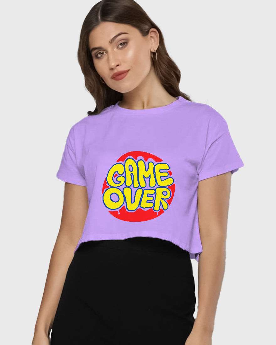 Womens Cropped TShirt Funky Game Over