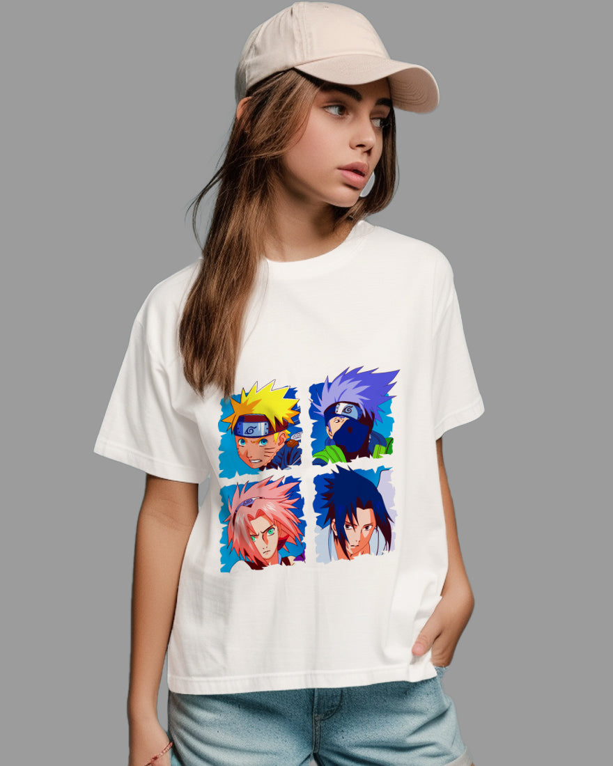 Womens Relaxed Fit TShirt Anime Naruto & Team