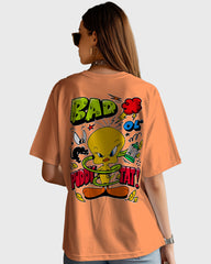 Womens Oversized TShirt Cartoon Angry Tweety