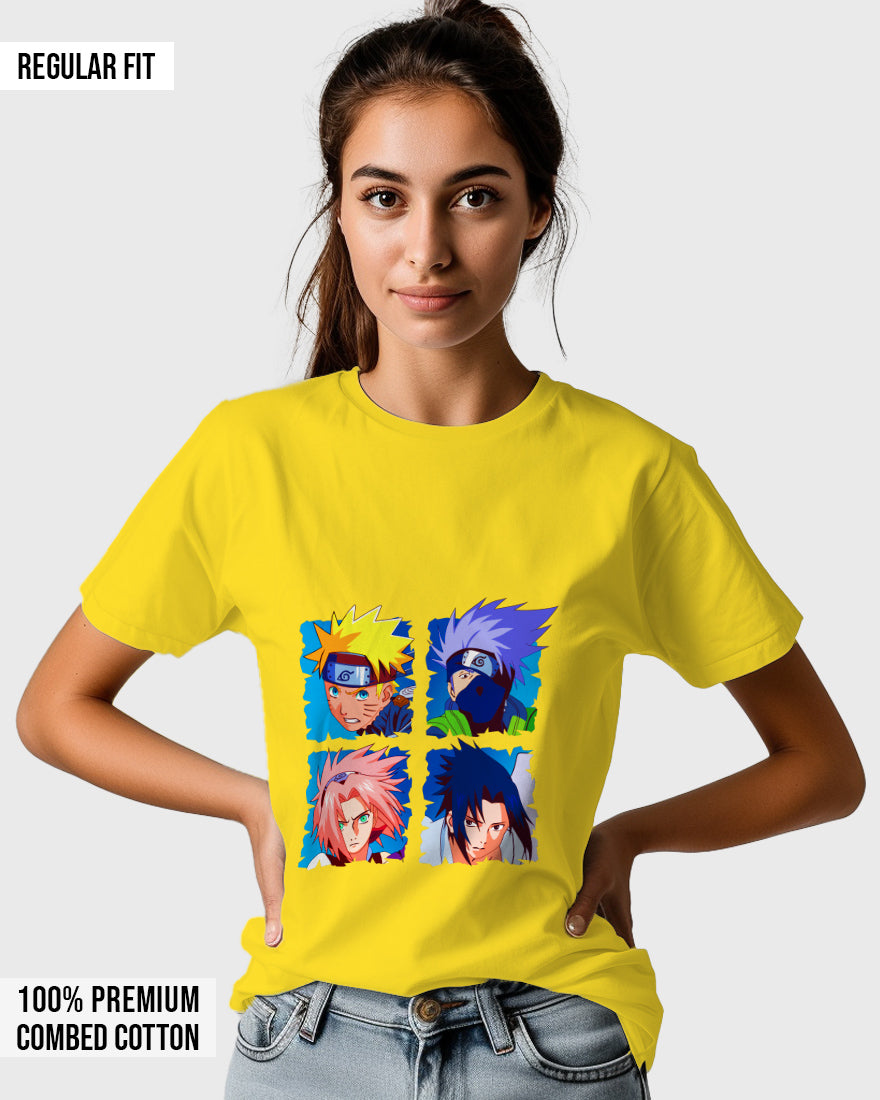 Womens Relaxed Fit TShirt Anime Naruto & Team