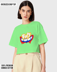 Womens Oversized Cropped TShirt Funky Fan