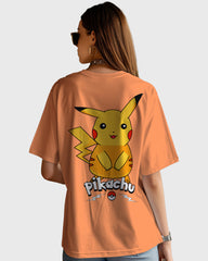 Womens Oversized TShirt Cartoon Pokeman Pikachu