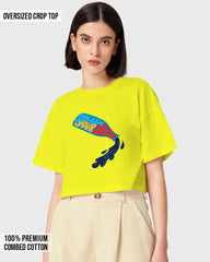 Womens Oversized Cropped TShirt Funky Splash