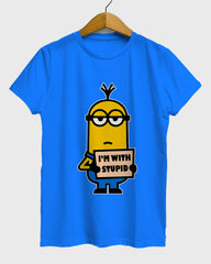 Womens Relaxed Fit TShirt Cartoon Minion Im Stupid