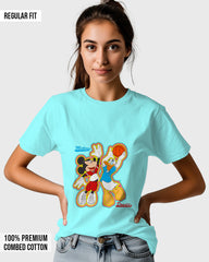 Womens Relaxed Fit TShirt Cartoon Micky & Donald