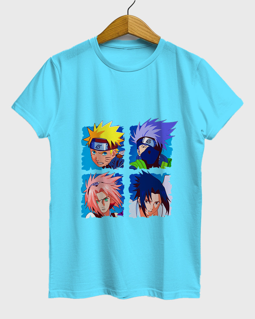 Womens Relaxed Fit TShirt Anime Naruto & Team