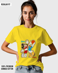 Womens Relaxed Fit TShirt Cartoon Micky & Donald