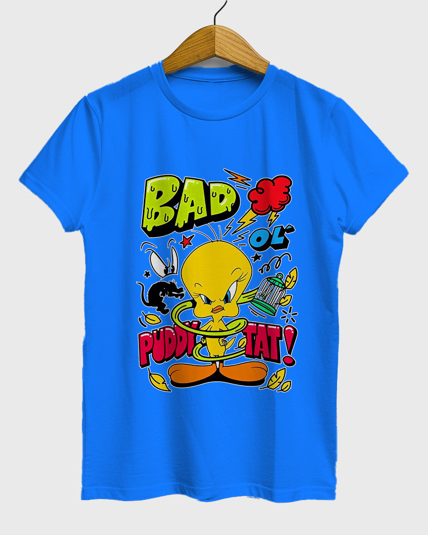 Womens Relaxed Fit TShirt Cartoon Angry Tweety