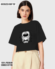 Womens Oversized Cropped TShirt Movies Iron Man Helmet