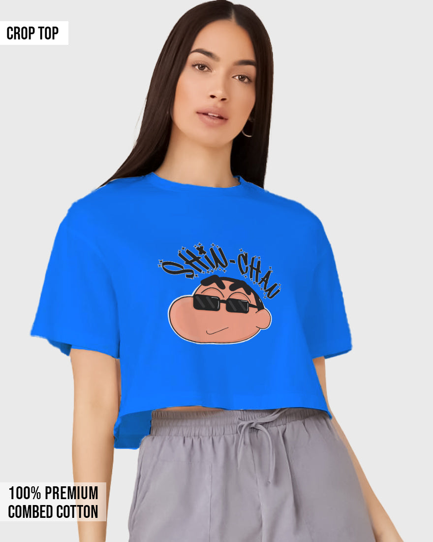 Womens Cropped TShirt Cartoon Sinchan