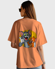 Womens Oversized TShirt Cartoon Tom & Jerry