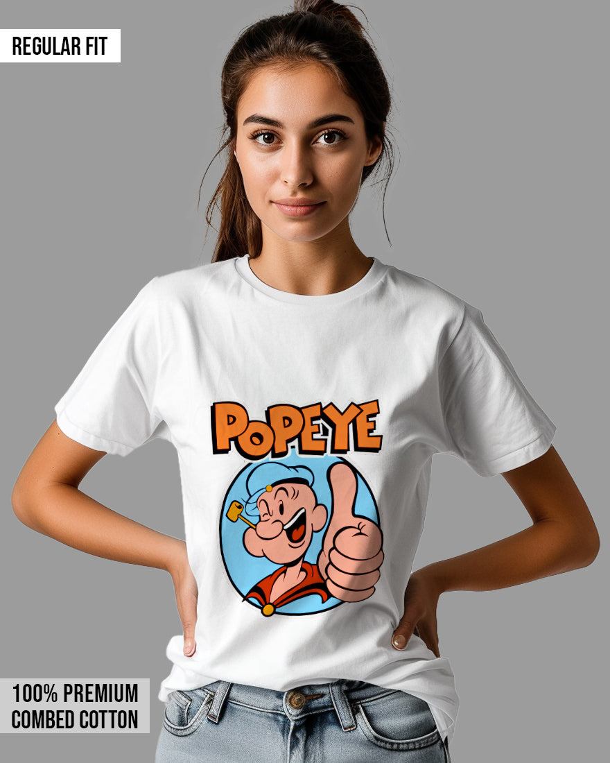 Womens Relaxed Fit TShirt Cartoon Popeye