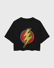 Womens Oversized Cropped TShirt Movies Flash Logo2