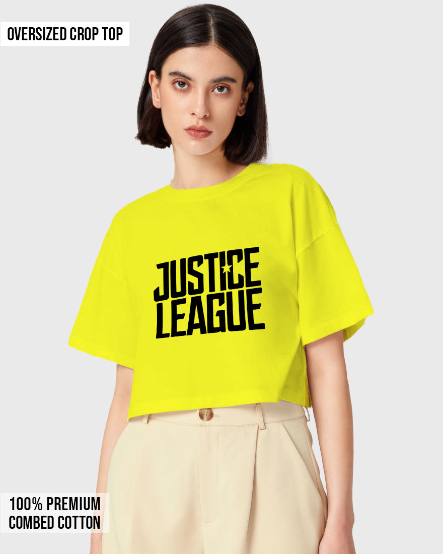 Womens Oversized Cropped TShirt Movies Lustice League