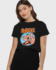 Womens Cropped TShirt Cartoon Popeye