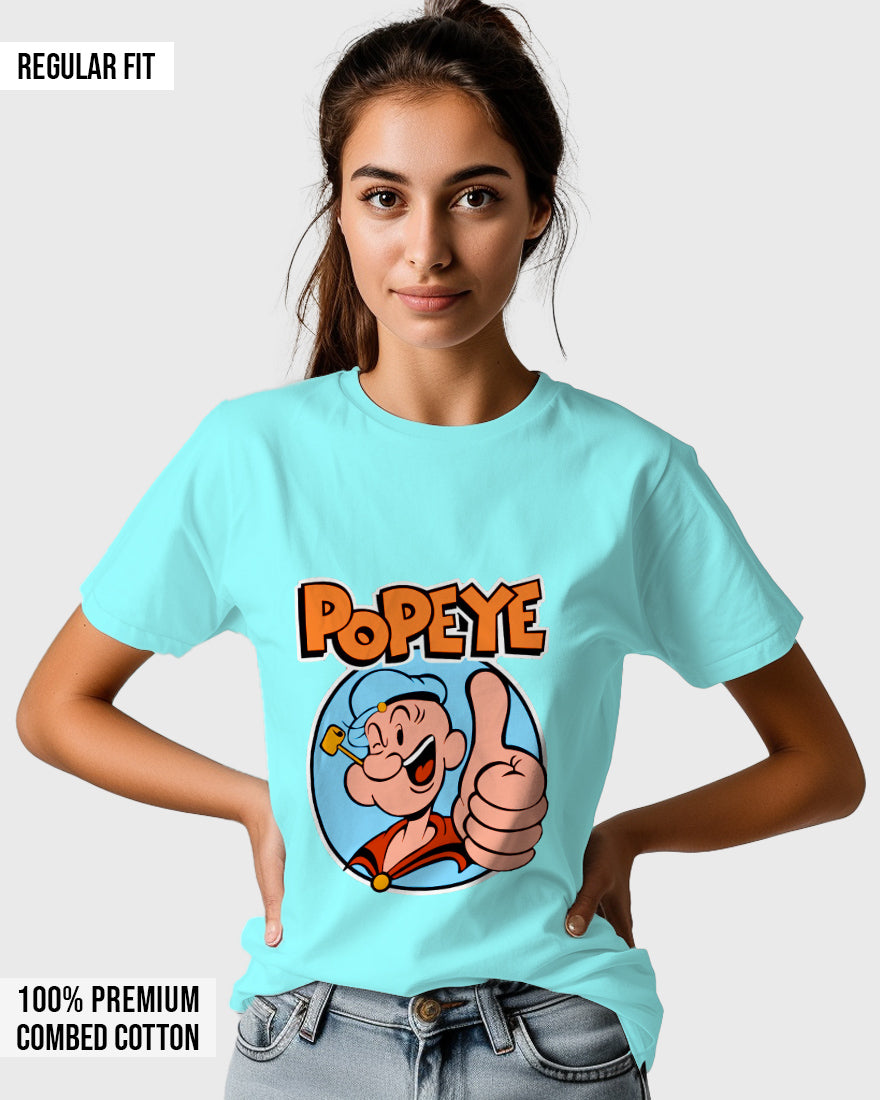 Womens Relaxed Fit TShirt Cartoon Popeye