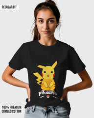 Womens Relaxed Fit TShirt Cartoon Pokeman Pikachu