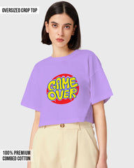 Womens Oversized Cropped TShirt Funky Game Over