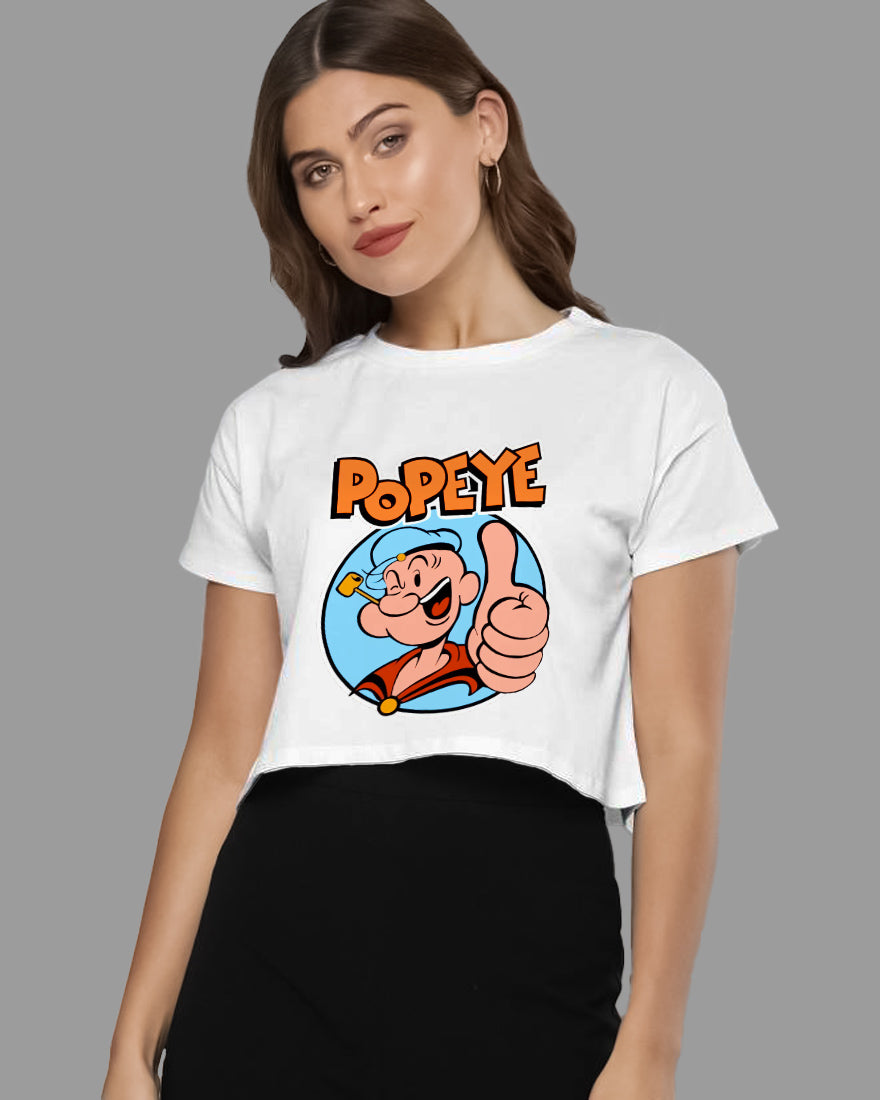 Womens Cropped TShirt Cartoon Popeye