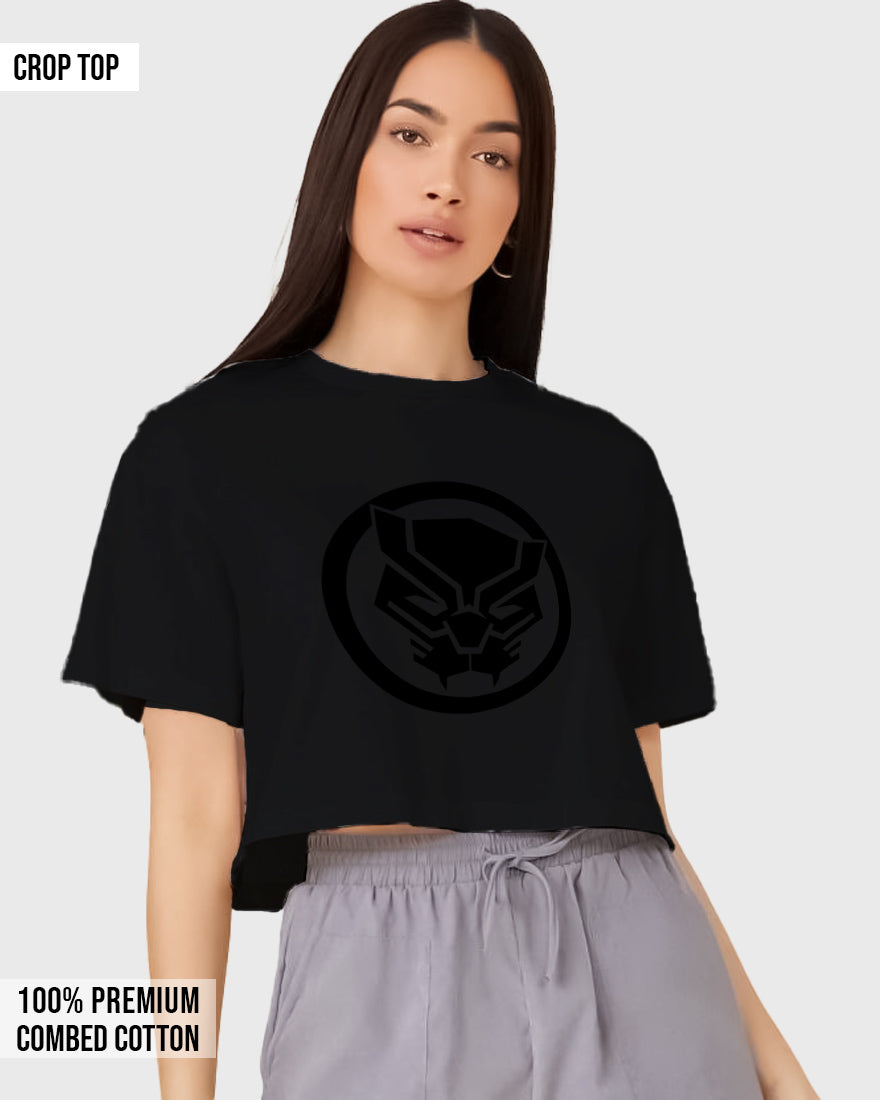 Womens Cropped TShirt Movies Black Panther Logo