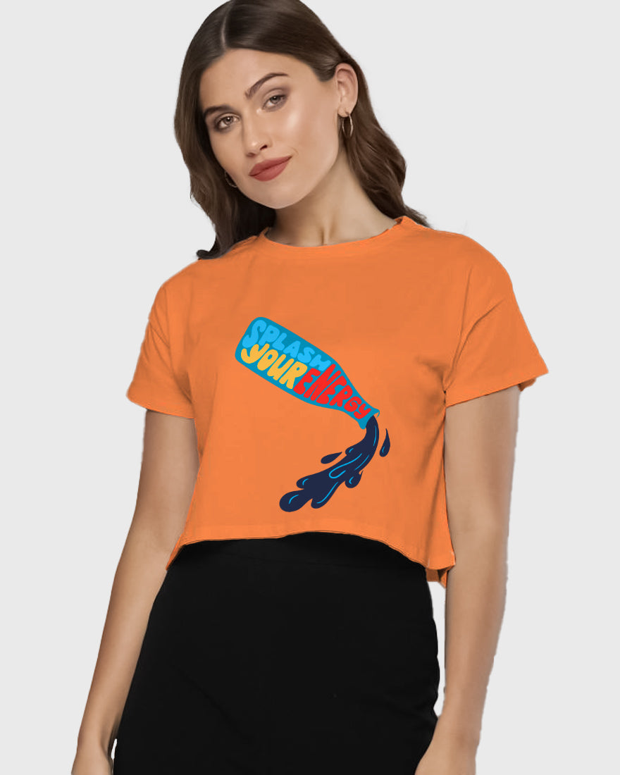 Womens Cropped TShirt Funky Splash