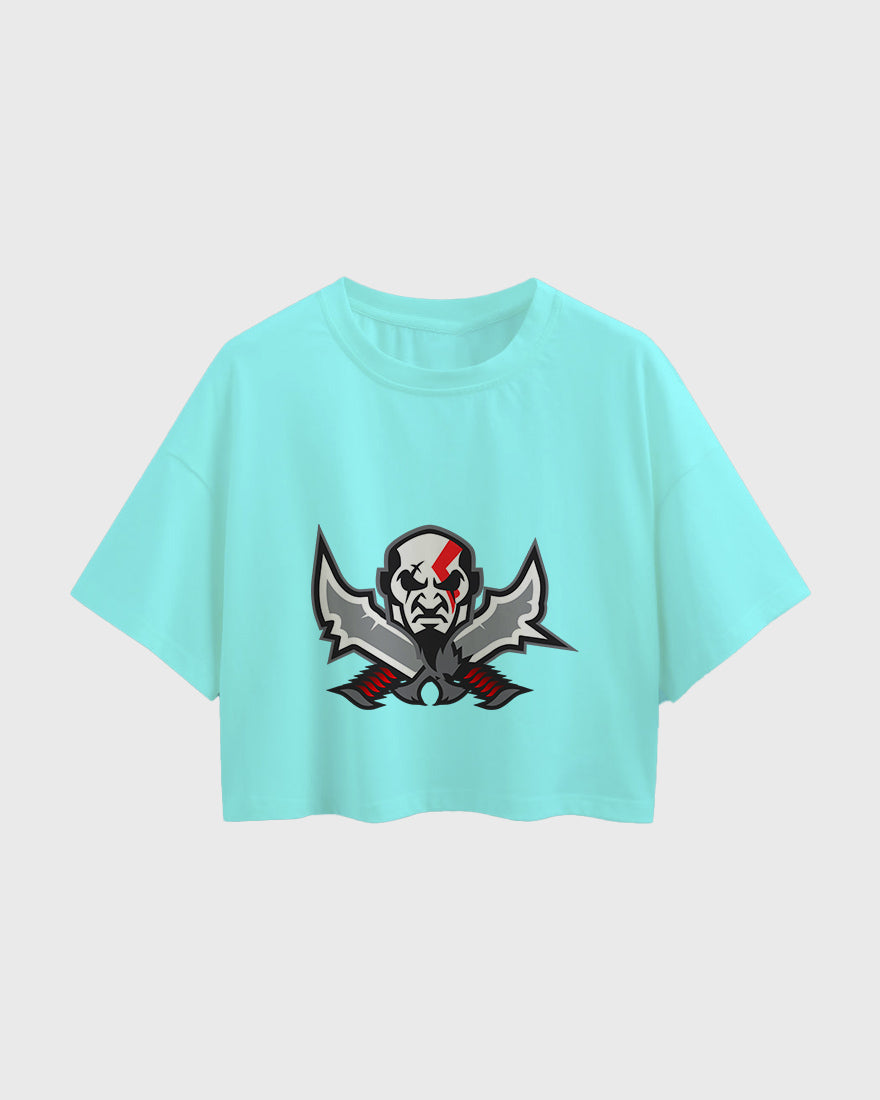 Womens Oversized Cropped TShirt Gaming God Of War Kratos