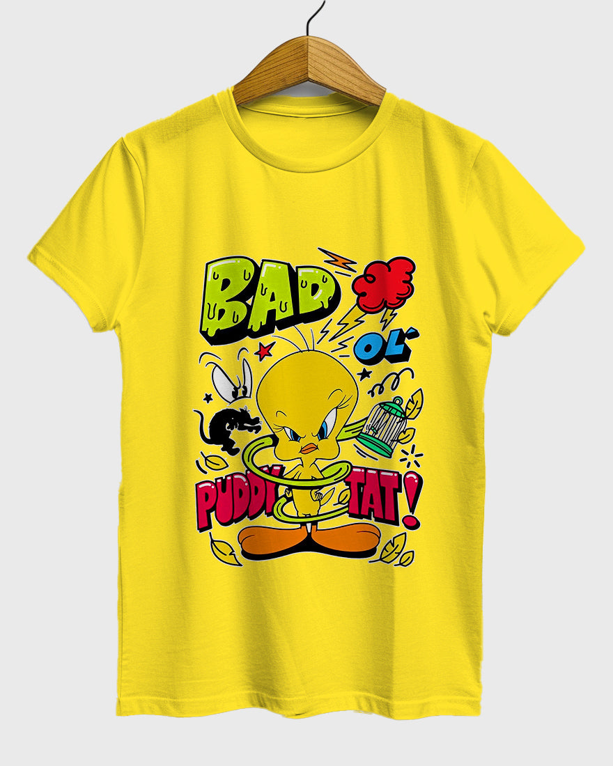 Womens Relaxed Fit TShirt Cartoon Angry Tweety