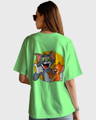 Womens Oversized TShirt Cartoon Tom & Jerry