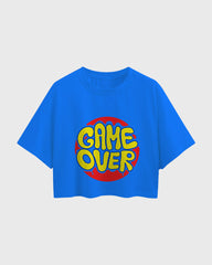 Womens Oversized Cropped TShirt Funky Game Over