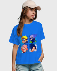 Womens Relaxed Fit TShirt Anime Naruto & Team