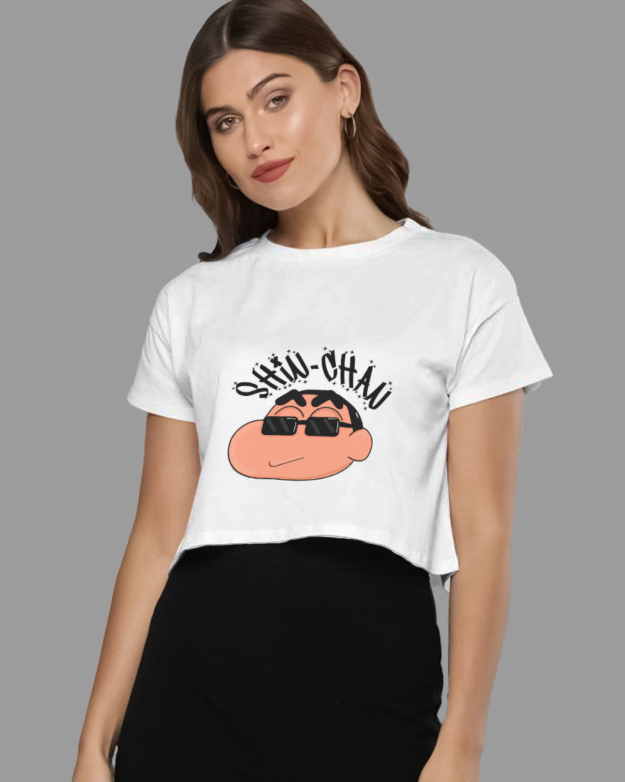 Womens Cropped TShirt Cartoon Sinchan