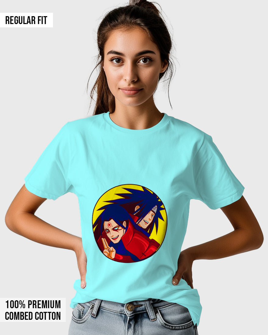 Womens Relaxed Fit TShirt Anime Naruto Hashirama & Madara