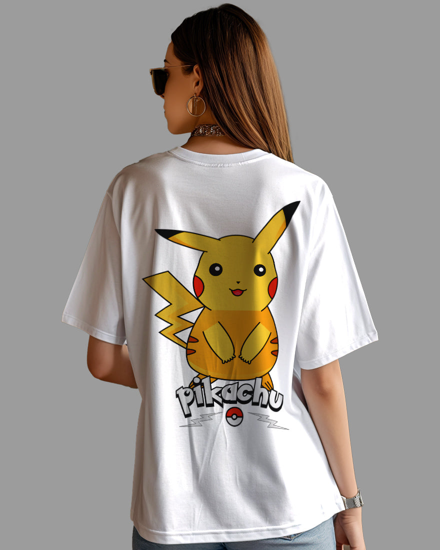 Womens Oversized TShirt Cartoon Pokeman Pikachu