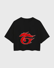 Womens Oversized Cropped TShirt Gaming Free Fire