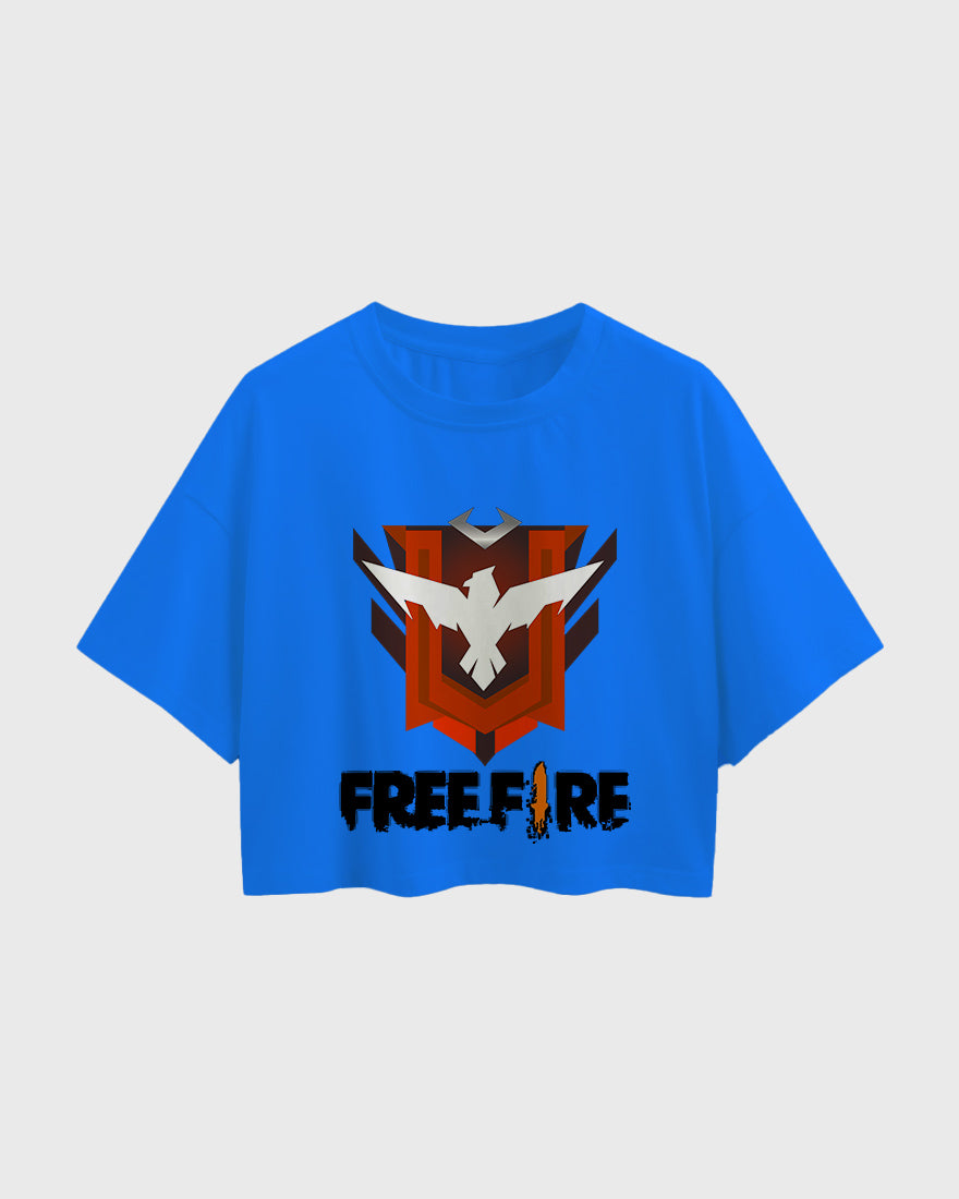 Womens Oversized Cropped TShirt Gaming Free Fire 2