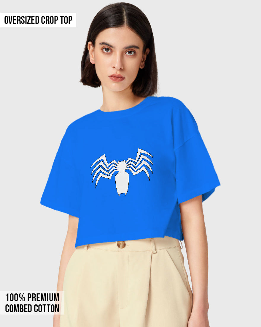 Womens Oversized Cropped TShirt Movies Venom Logo