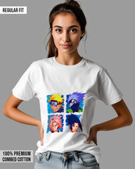 Womens Relaxed Fit TShirt Anime Naruto & Team