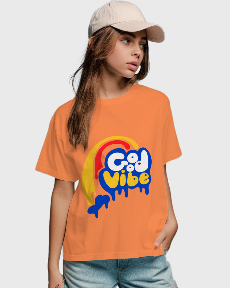 Womens Relaxed Fit TShirt Funky Good Vibe