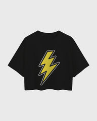 Womens Oversized Cropped TShirt Movies Flash Logo1