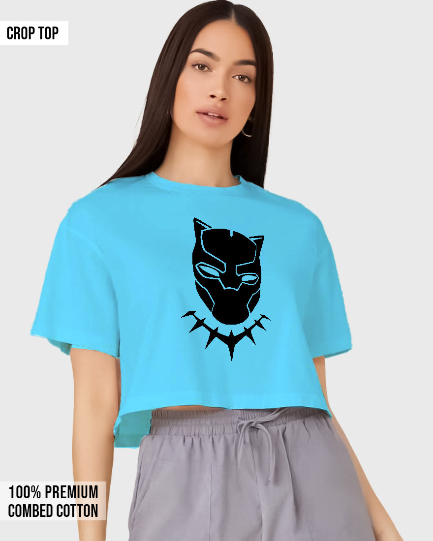 Womens Cropped TShirt Movies Black Panther Mask