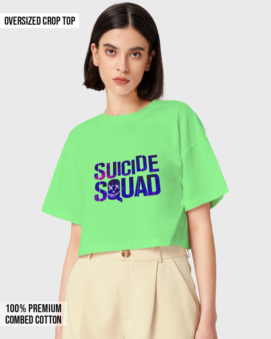 Womens Oversized Cropped TShirt Gaming Suicide Squad Specialops