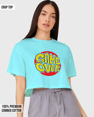 Womens Cropped TShirt Funky Game Over