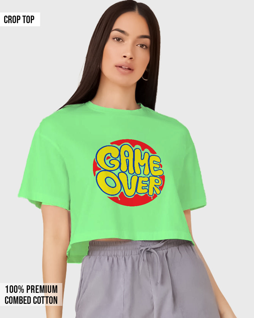 Womens Cropped TShirt Funky Game Over