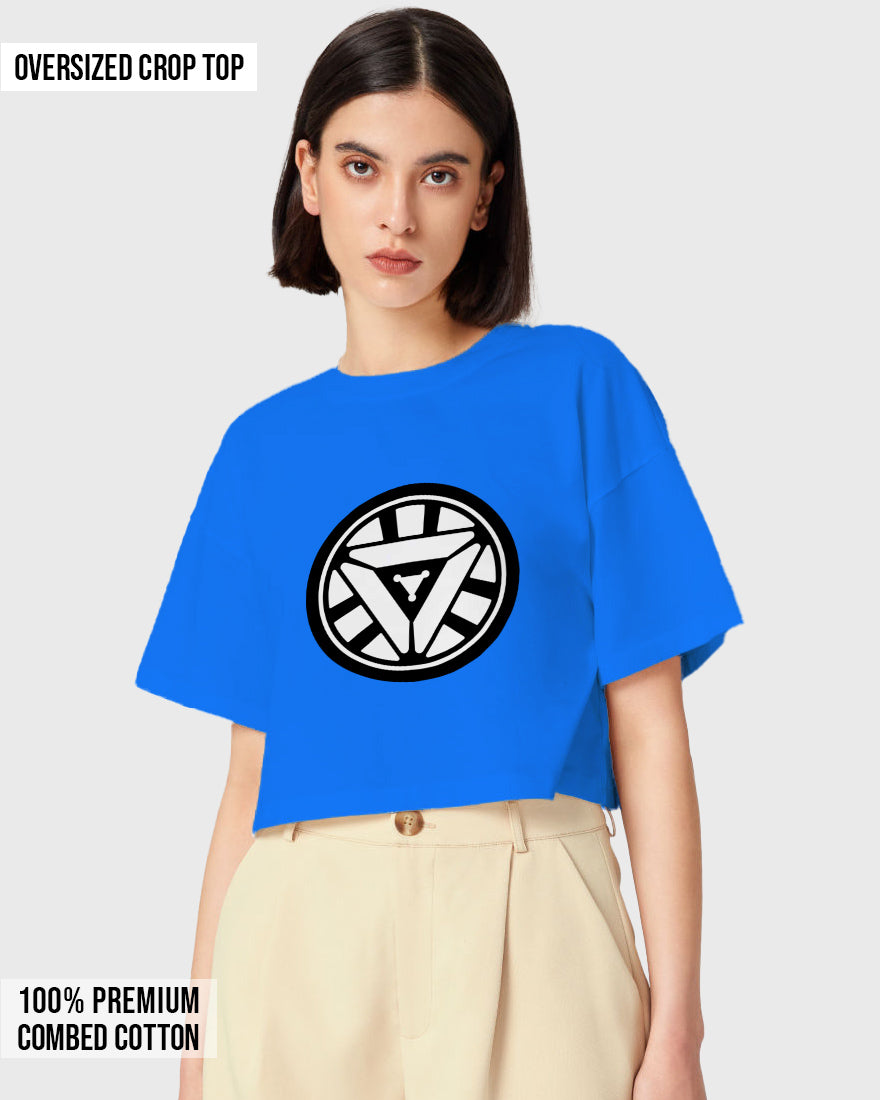 Womens Oversized Cropped TShirt Movies Iron Man Arc Reacter