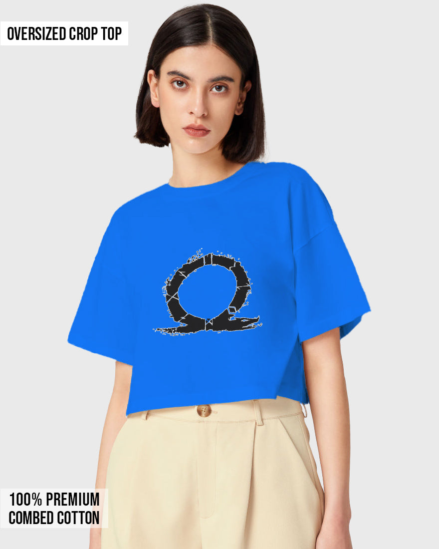 Womens Oversized Cropped TShirt Gaming God Of War Logo