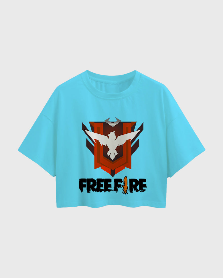 Womens Oversized Cropped TShirt Gaming Free Fire 2